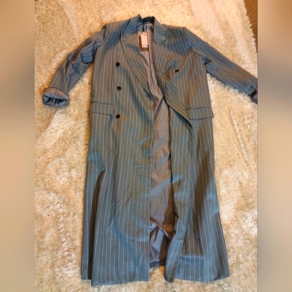 Long OVERSIZED trench grey/white